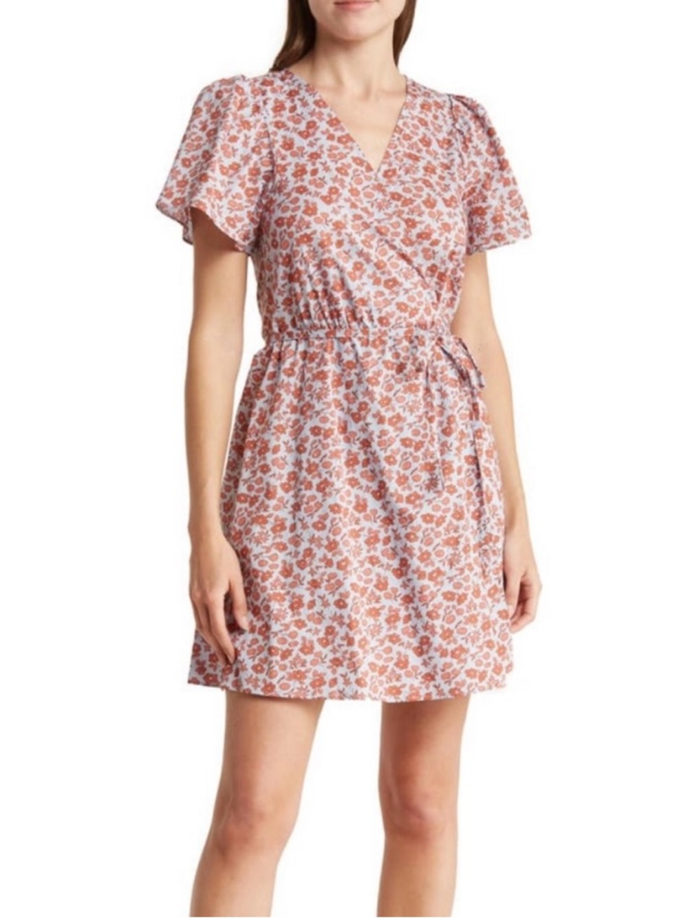 Madewell Dusty Rose Floral Wrap Mini Dress